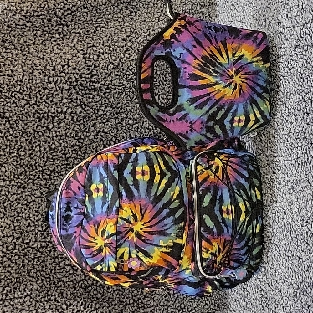 Children's Place Sugar & Jade Tie Dye Laptop Backpack 17" with Lunch Box